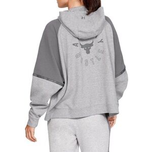 Under Armour Project Rock Hoodie All Day Hustle Loose Fit Gray Size Small